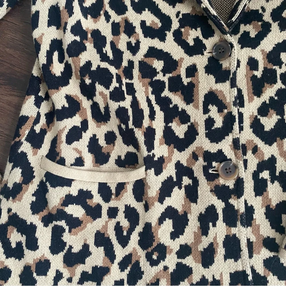 J. Crew Animal  Print 100% Cotton Sweater Blazer S